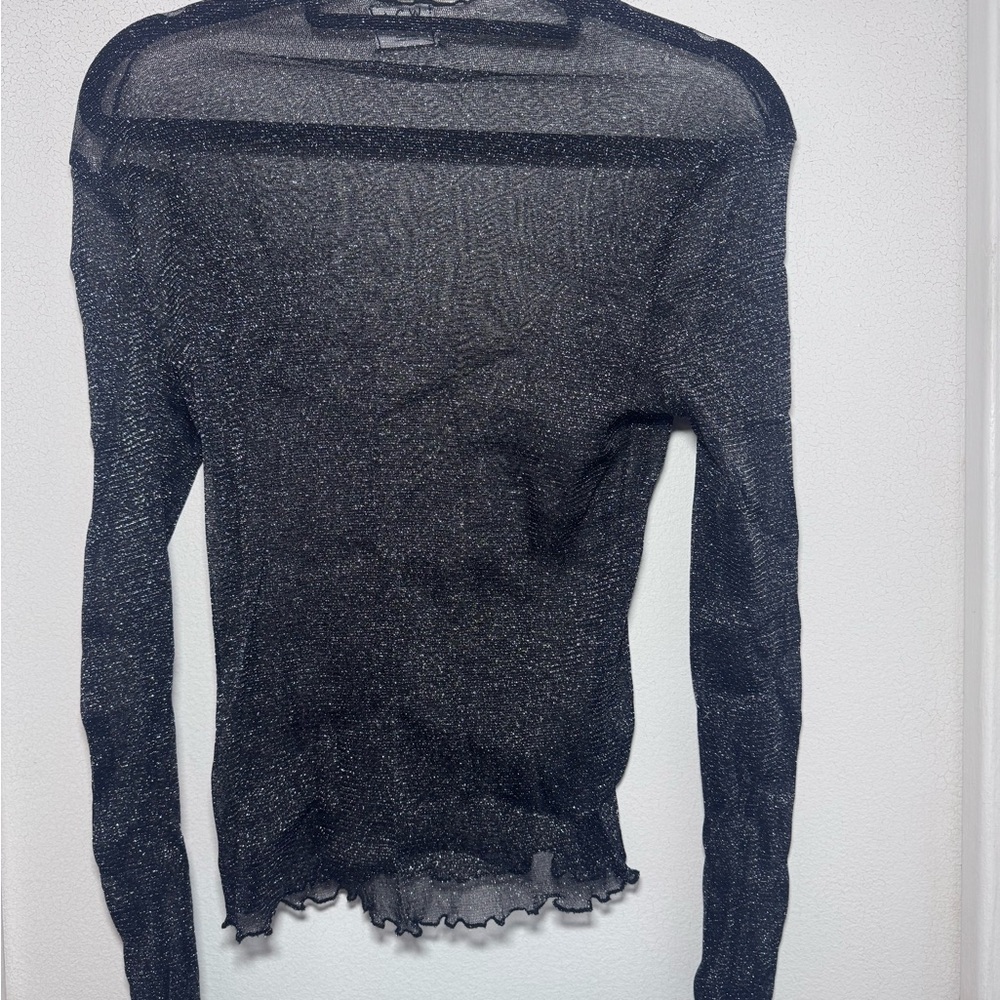 Ardene Black Sheer Long Sleeve Top